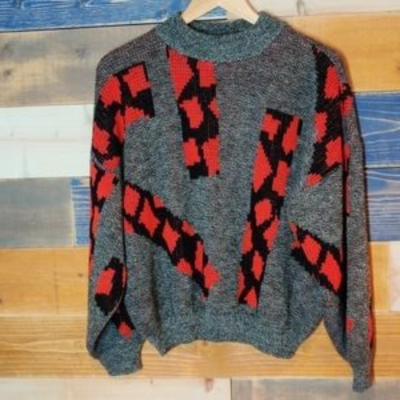 Vintage Geometric Sweater S-M - Picture 2 of 6